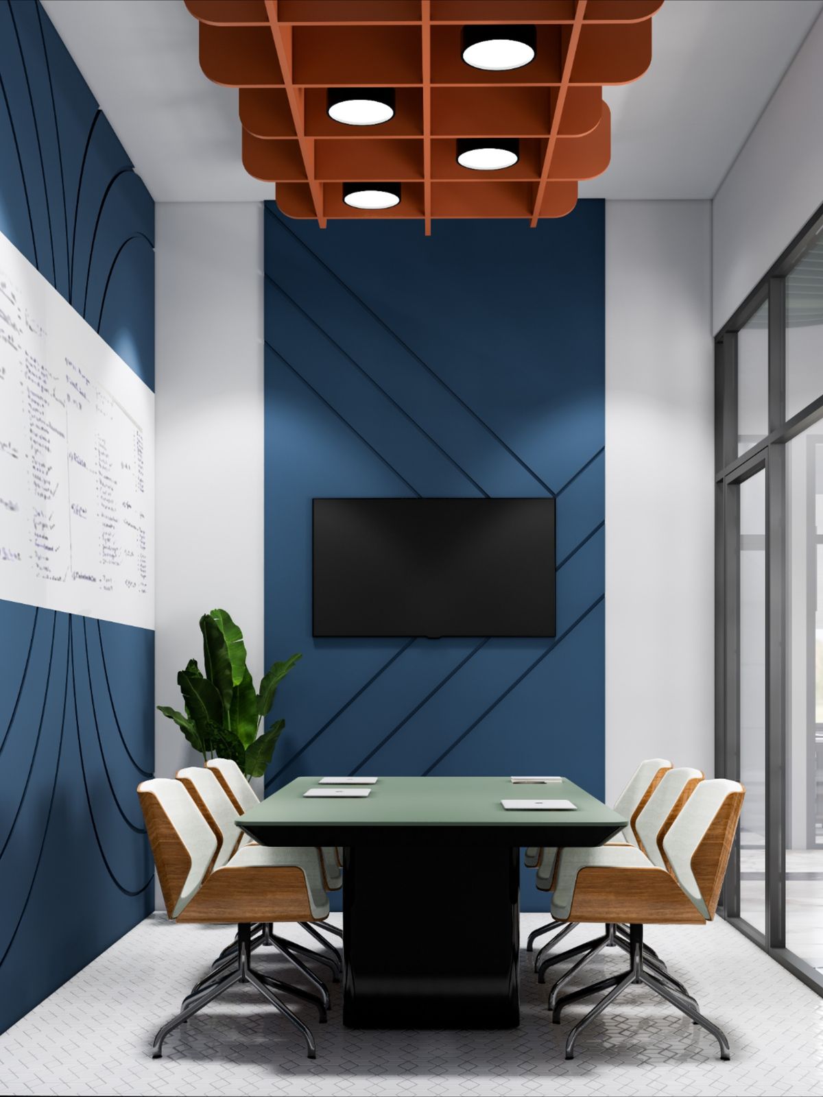 Collaborative Boardroom featuring Ergonomic High-Back Mesh Chairs #15
